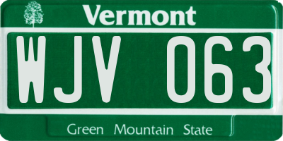 VT license plate WJV063
