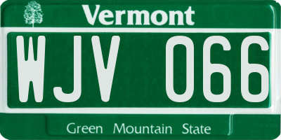 VT license plate WJV066