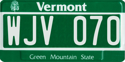 VT license plate WJV070