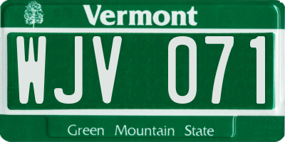 VT license plate WJV071