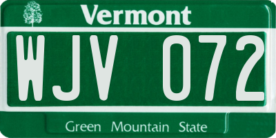 VT license plate WJV072