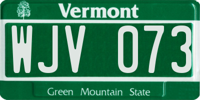 VT license plate WJV073