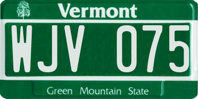 VT license plate WJV075