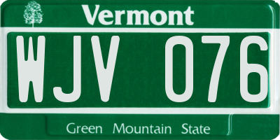 VT license plate WJV076