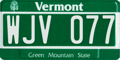 VT license plate WJV077