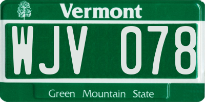 VT license plate WJV078