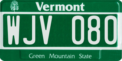 VT license plate WJV080