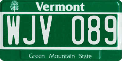VT license plate WJV089