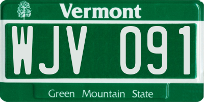 VT license plate WJV091