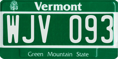 VT license plate WJV093