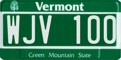 VT license plate WJV100