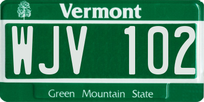 VT license plate WJV102