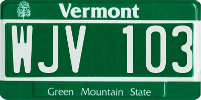 VT license plate WJV103