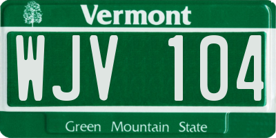 VT license plate WJV104