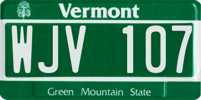 VT license plate WJV107