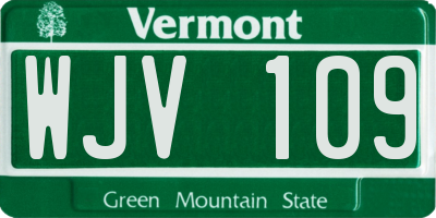 VT license plate WJV109