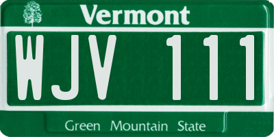 VT license plate WJV111