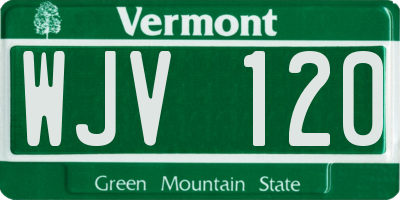 VT license plate WJV120