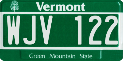 VT license plate WJV122
