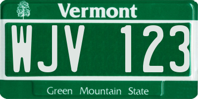 VT license plate WJV123
