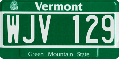 VT license plate WJV129