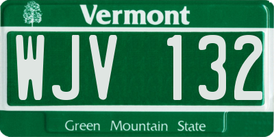 VT license plate WJV132