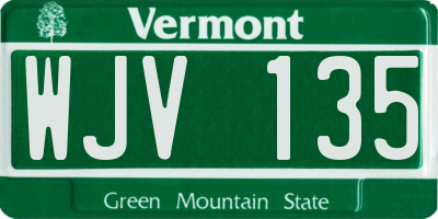 VT license plate WJV135