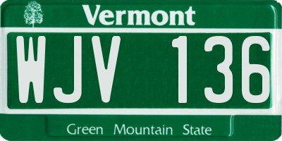 VT license plate WJV136