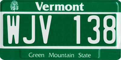 VT license plate WJV138