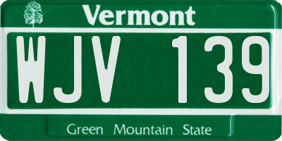 VT license plate WJV139