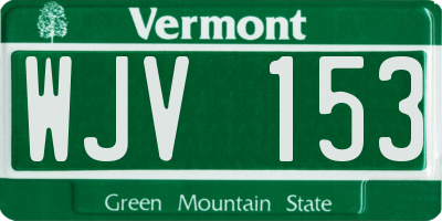 VT license plate WJV153
