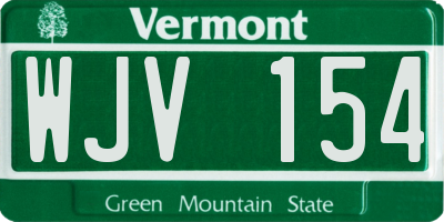 VT license plate WJV154