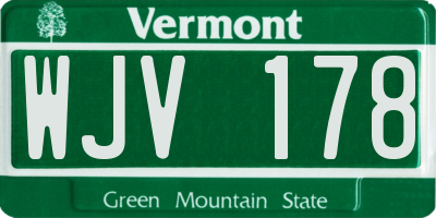 VT license plate WJV178