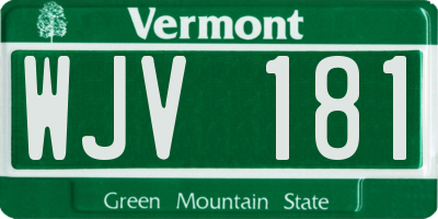 VT license plate WJV181