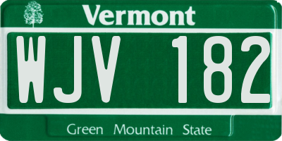 VT license plate WJV182
