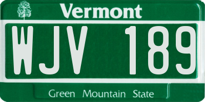 VT license plate WJV189