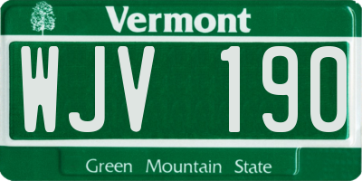 VT license plate WJV190