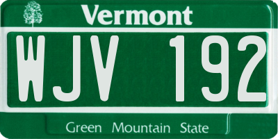 VT license plate WJV192