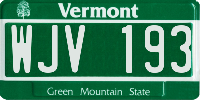 VT license plate WJV193