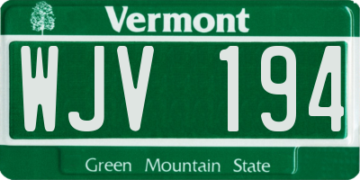 VT license plate WJV194