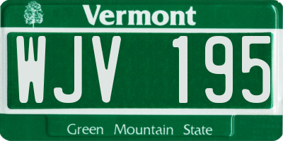 VT license plate WJV195