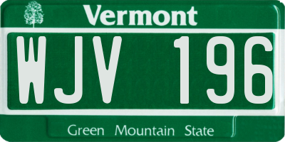 VT license plate WJV196