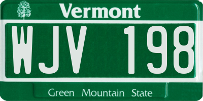 VT license plate WJV198
