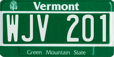 VT license plate WJV201