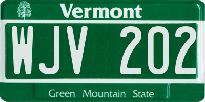 VT license plate WJV202