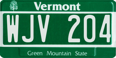 VT license plate WJV204