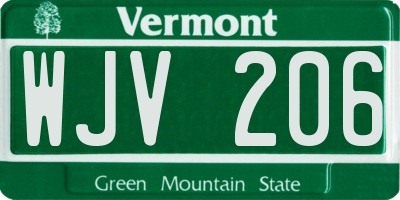 VT license plate WJV206