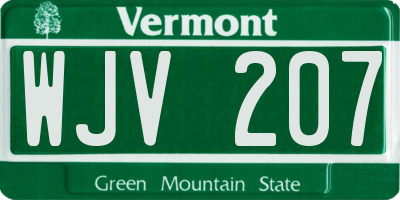 VT license plate WJV207