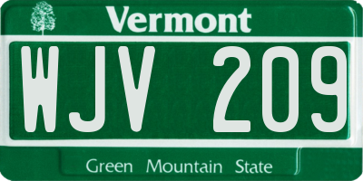VT license plate WJV209