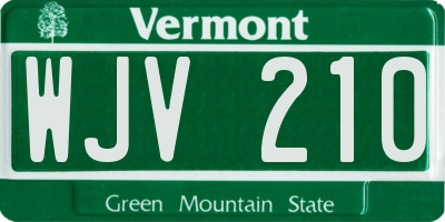 VT license plate WJV210